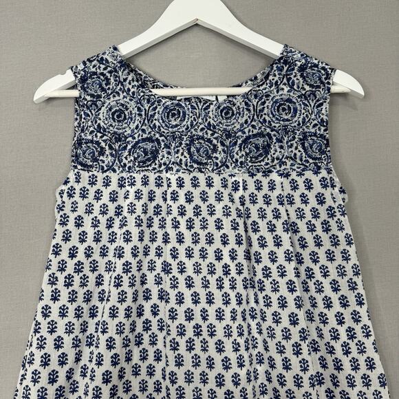 House of Pom Womens Dress XS White 100% Cotton Printed Beachy Cover Up Resort - Picture 3 of 11